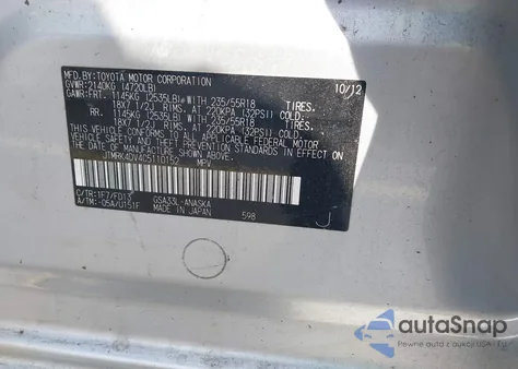 2012 Toyota Rav4 Sport V6 z USA, uszkodzony, nr VIN JTMRK4DV4C5110152